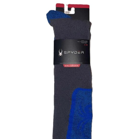 Spyder Blue Black Wool Blend Thermal Ski Socks | Unisex Size 4-10 | Snowboard Wa - Picture 5 of 7
